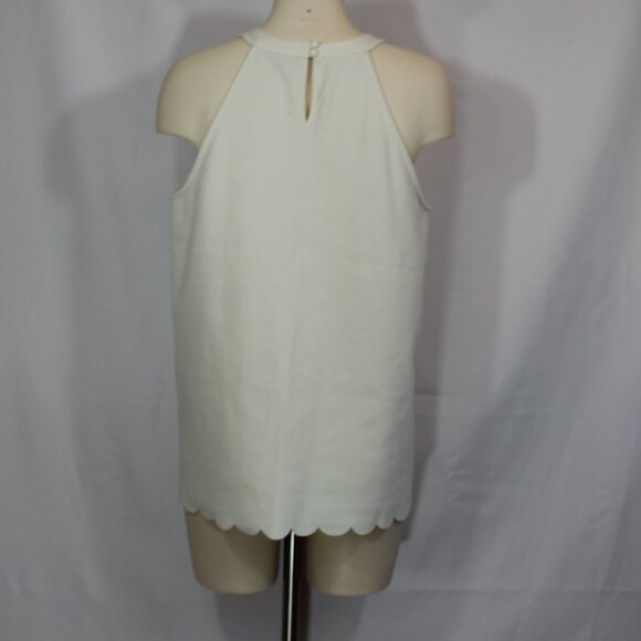 Anthropologie Eri & Ali Scalloped Top Eri + Ali white top ivory size Large - Picture 4 of 8